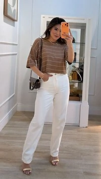 Blusa Tricot Ampla Listrada Stephanie Mangas 3/4