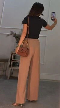 Calça Pantalona Teresa Amarração Com Tassel Nas Pontas