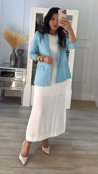 Blazer Decote V Solange Bolsos Fake Frontal Com Lapela