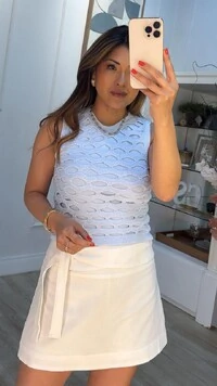 Blusa Regata Tricot Meire Vazados Frontais