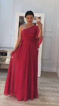 Vestido Longo Crepe Ombro Único Sophia Cinto Faixa