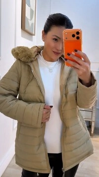 Pré-Venda Data Estimada De Envio Dia 22/06 Parka Casaco Dupla Face Tabatha Capuz Removível Com Pelin