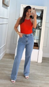 Blusa Regata Olivia Malha Canelada Decote Quadrado