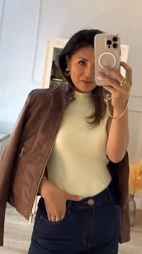 Jaqueta Couro Eco Irene Zíper Dourado