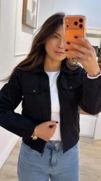 Jaqueta Casaco Bomber Veludo Cotelê Elis Bolsos Com Zíper