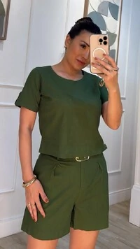 Blusa Morgan Mangas Curtas Com Martingale E Botão Marmorizado