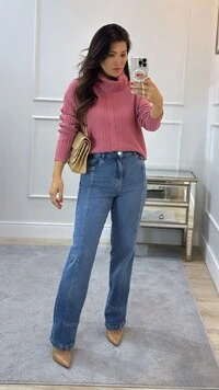 Blusa Tricot Gola Rolê Margoth Detalhes Trançados E Zigue E Zague