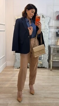 Maxi Blazer Cinthia Bolsos Fake Com Lapela