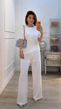 Calça Pantalona De Malha Maju Pala Larga Com Amarração Frontal