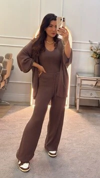 Conjunto Tricot 3 Peças Gigi Twin Set & Calça Pantalona