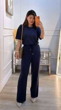 Conjunto Helena Blusa E Calça Pantalona