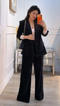 Blazer Veludo Melissa Botões Forrados