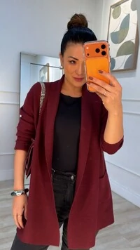 Cardigan Tricot Melina Detalhe Canelado E Bolsos Quadrados