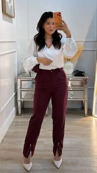 Blusa Decote V Brenda Mangas Bufantes Com Recortes