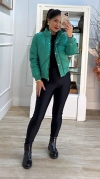 Jaqueta Puffer Nylon Cecilia Punhos E Barrado Largos Canelados