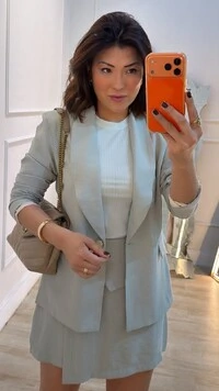 Blazer Decote V Gola Xale Gisele Bolsos Fake