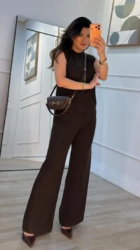 Calça Pantalona Tricot Natasha Pala Larga