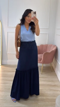 Blusa Regata Kauane Decote V E Detalhe Transpassado Posterior