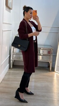 Maxi Cardigan Tricot Eliana Bolsos Quadrados Frontais