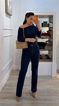 Blusa Malha Ombro Vazado Detalhe De Pregas Layla Mangas 7/8