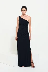 Vestido Longo Drapeado Cris Ombro Único