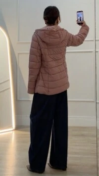 OFERTA DIA DO CLIENTE Jaqueta Casaco Alongado Nylon Maria Clara Bolsos Com Detalhe Em Ilhós