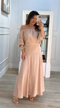 Conjunto Pipoquinha Renata Blusa Ombro À Ombro E Saia