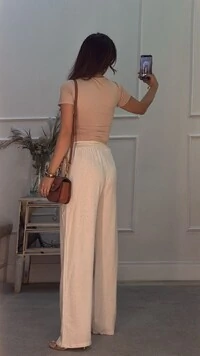 Calça Pantalona Teresa Amarração Com Tassel Nas Pontas