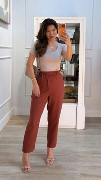 Calça Pala Larga Com Cinto Fixo Fino Zoe Barra Dobrada