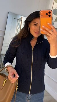 Blusa Tricot Gola Alta Trançados Pela Peça Nathaly Zíper Dourado