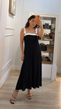 Vestido Tricot Midi Decote Reto Kate Amarração Nos Ombros