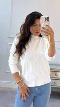 Blusa Tricot Ayumi Hexágonos Achatados Frontais