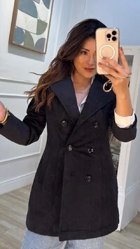 Casaco Sobretudo Gisele Veludo Cotelê Com Botões Duplos Frontais