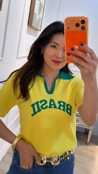 Blusa Tricot Brasil Gola Polo Cynthia Mangas Curtas