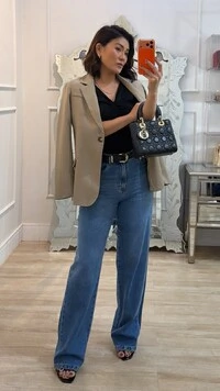 Maxi Blazer Cinthia Bolsos Fake Com Lapela