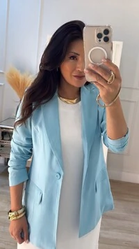 Blazer Decote V Solange Bolsos Fake Frontal Com Lapela