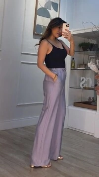 Calça Pantalona Pietra Pala Larga Com Elástico