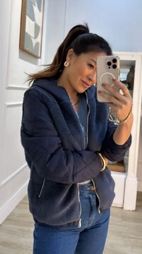 Jaqueta Nylon Com Teddy Safira Pespontos Em Losangos