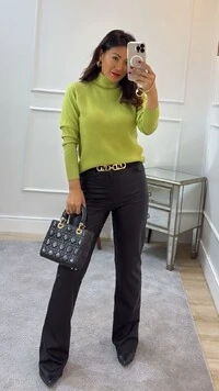 Blusa Cacharrel Tricot Texturizado Aurora Mangas Longas Lisas