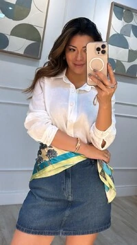 Camisa Linho Com Punhos Trançados E Fendas Laterais