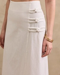 Saia Midi Caroline Tripla Corda Detalhada Lateral