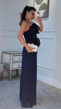 Vestido Longo Tulê Gabriella Tomara Que Caia Com Babados