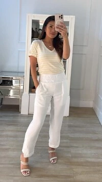 Blusa Malha Listrada Bianca Decote V