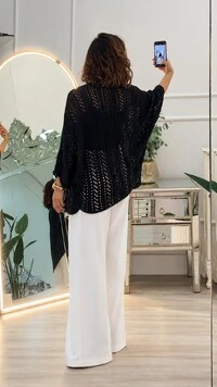 Kimono Tricot Vazado Fabi Mangas 3/4