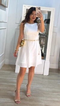 Vestido Curto Em Linho Thainá Cinto Rustico