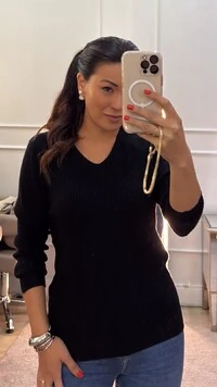 Blusa Tricot Canelado Solange Decote V