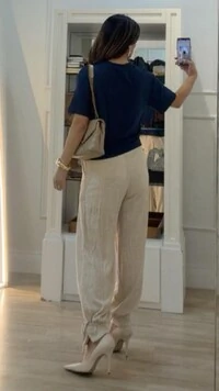 Blusa Malha Ampla Gola Careca Anny Mangas 3/4