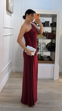 Vestido Longo Drapeado Cris Ombro Único