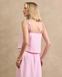 Blusa Regata Alças Duplas Corda Detalhado Caroline Fendas Laterais