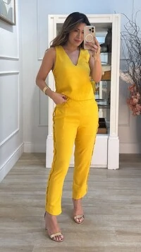 Blusa Regata Decote V Esther Trançado Lateral